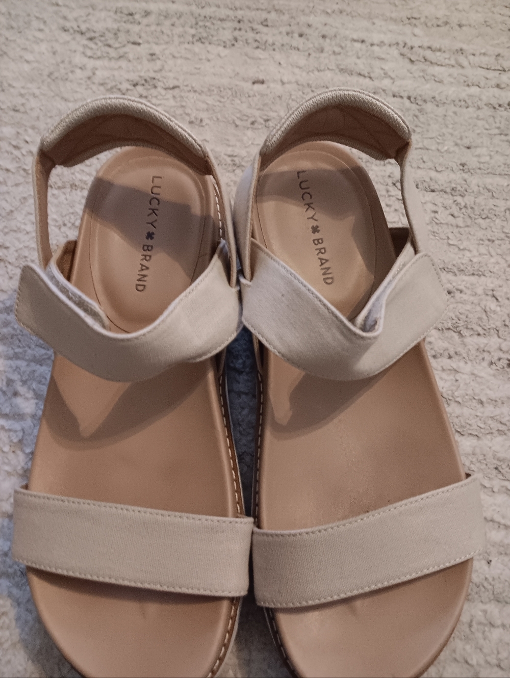 Lucky Brand Cream Women's Dual-Strap Velcro Sandals